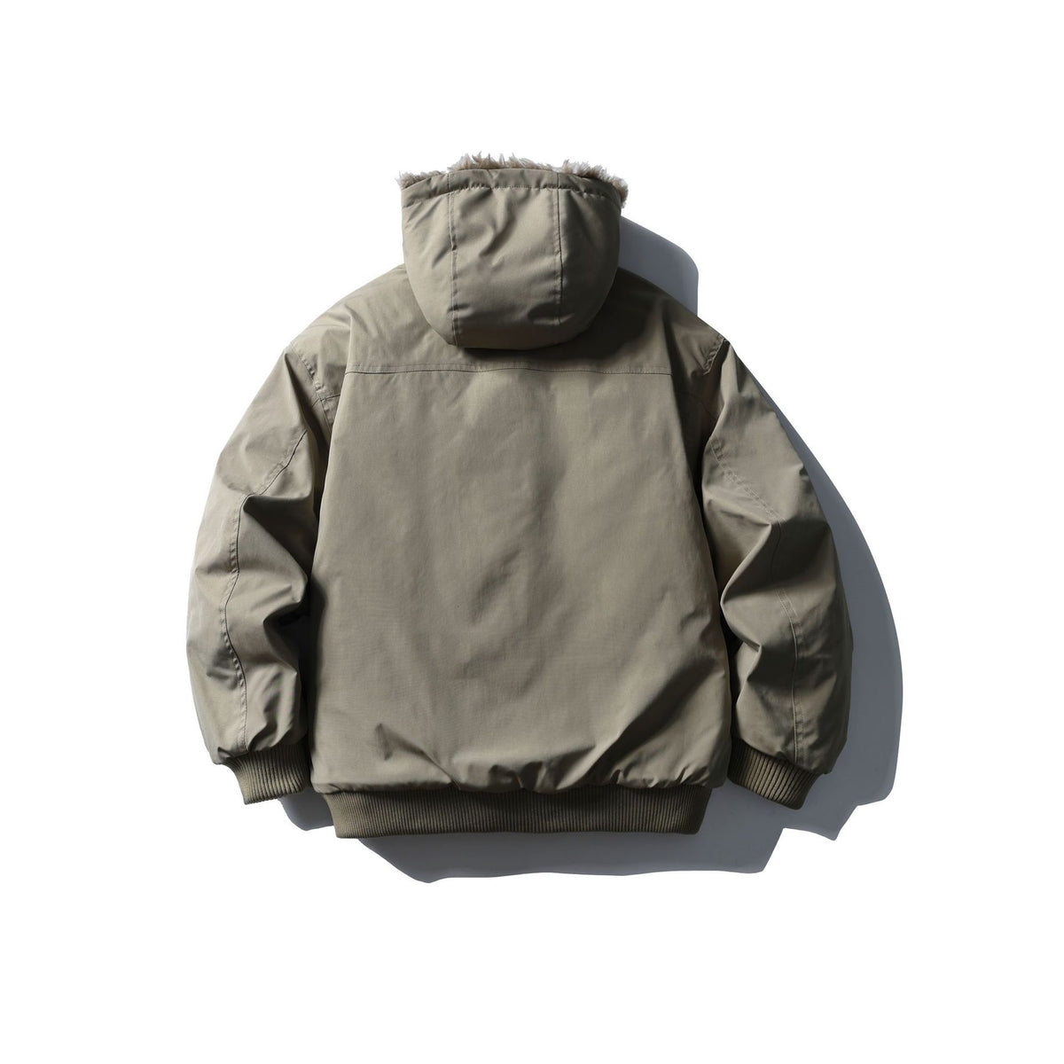 Unisex Boxy-padded short jacket with hood and faux fur trim EVA-US