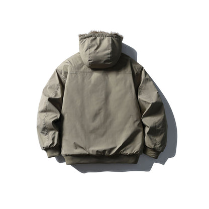Unisex Boxy-padded short jacket with hood and faux fur trim EVA-US