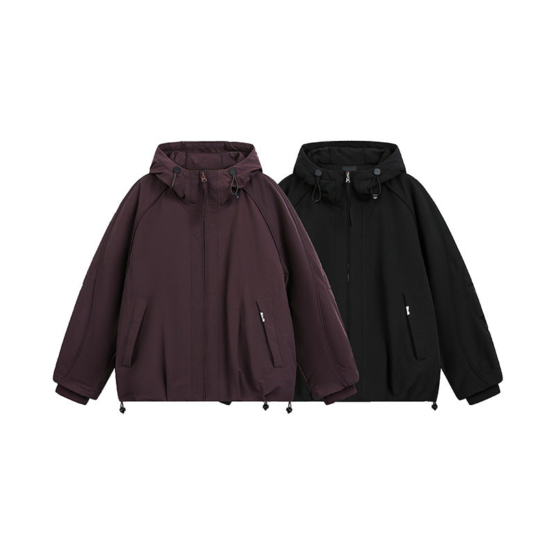 Women's oversized padded hooded jacket with raglan sleeves and drawstring EVA-US