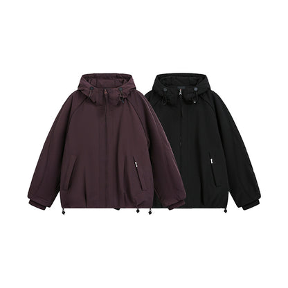 Women's oversized padded hooded jacket with raglan sleeves and drawstring EVA-US