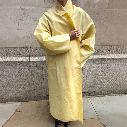 Ladies Maxi Length Oversized Coat in Cocoon Cut with Hidden Button Placket EVA-US