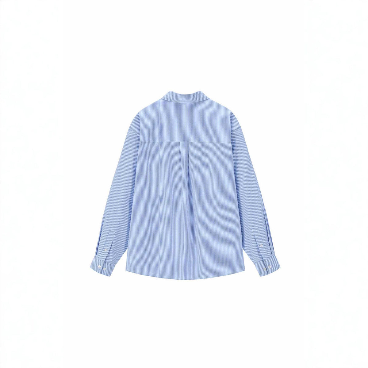 Women's oversized shirt blouse with fine pinstripe and embroidered bow chest pocket EVA-US