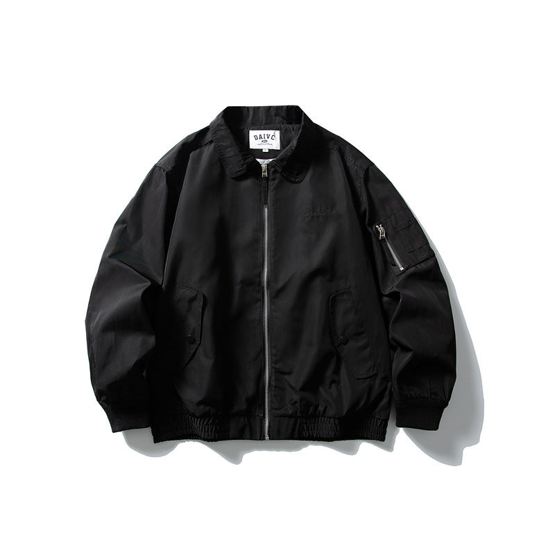 Men's Lightweight Utility Zip Jacket with Zipper, Arm Pocket and Elastic Hem EVA-US
