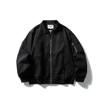 Men's Lightweight Utility Zip Jacket with Zipper, Arm Pocket and Elastic Hem EVA-US