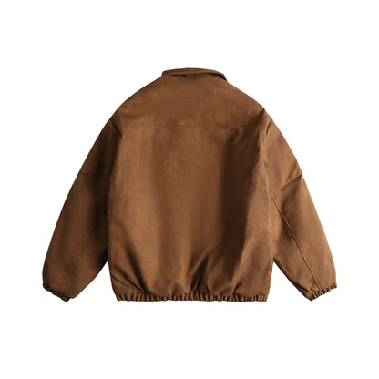Men's Boxy Suede-Effect Blouson Jacket with Applied Flap Pockets EVA-US