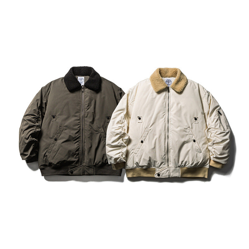 Men's short parka bomber with sherpa collar, padded utility jacket EVA-US