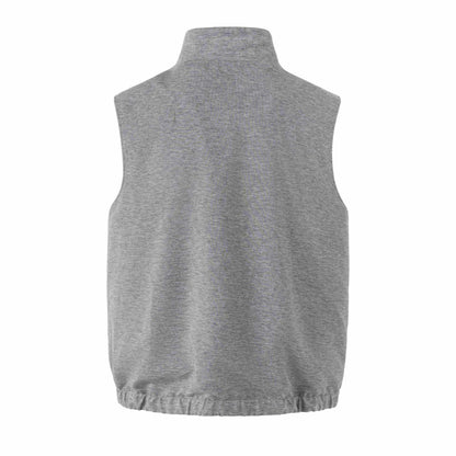 Unisex Reversible Padded Vest with High Stand-Up Collar and Elastic Hem EVA-US