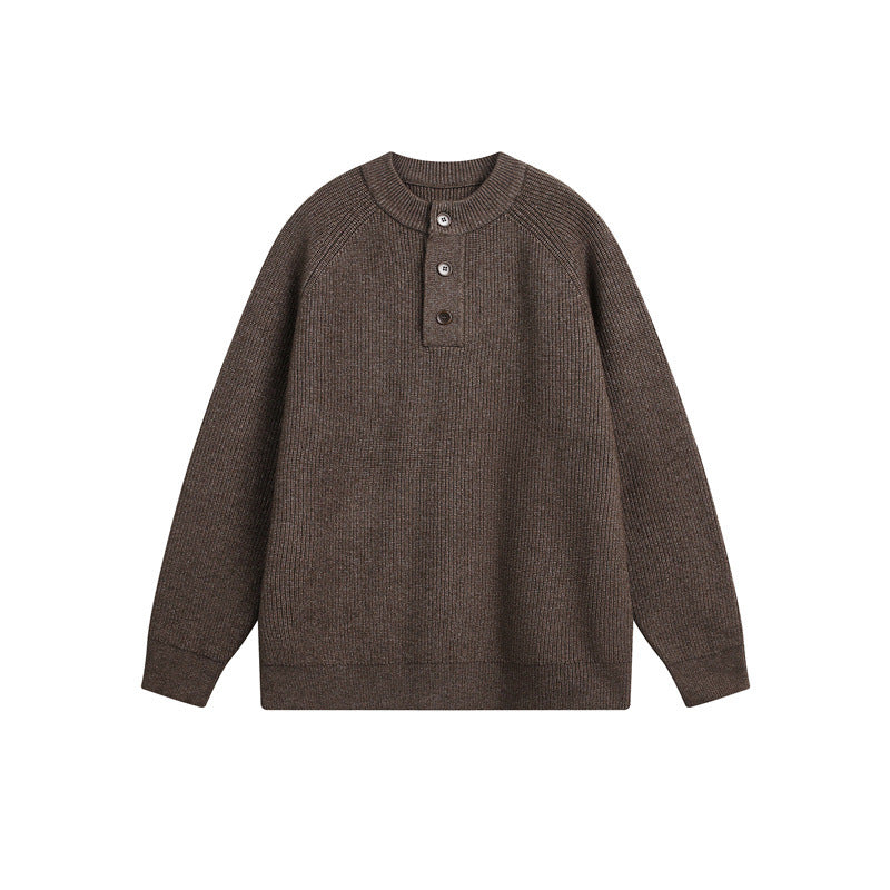 Unisex ribbed sweater with Henley placket and raglan sleeves EVA-US