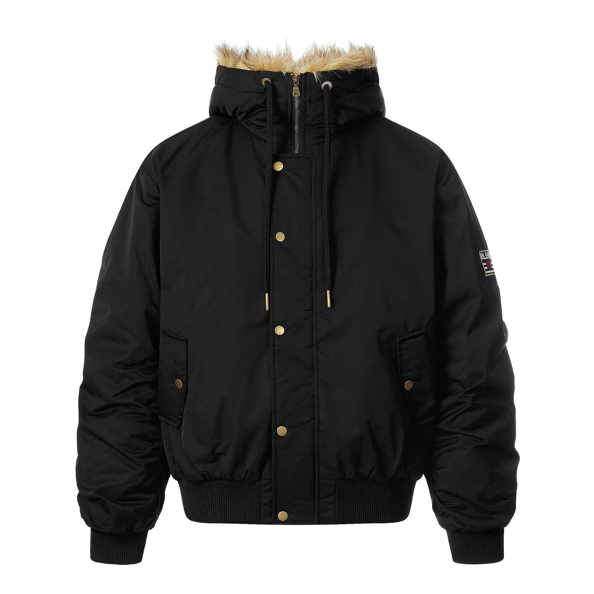 Men's Lined Bomber Parka with Hood and Faux Fur Trim EVA-US