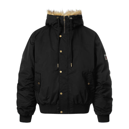 Men's Lined Bomber Parka with Hood and Faux Fur Trim EVA-US