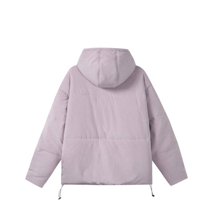 Unisex Quilted Cord Parka in Boxy Cut with High Collar and Drawstring EVA-US