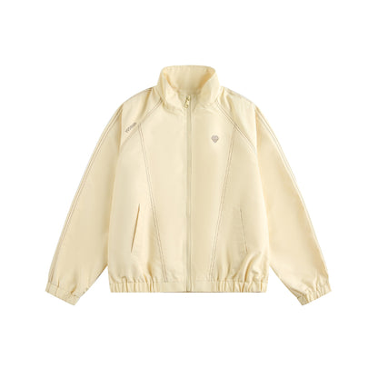 Unisex sporty lightweight training jacket with stand-up collar, contrast stitching, and elastic hem EVA-US
