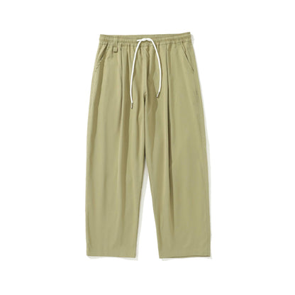 Women Cropped Comfort Pants with Elastic Waistband and Drawstring EVA-US