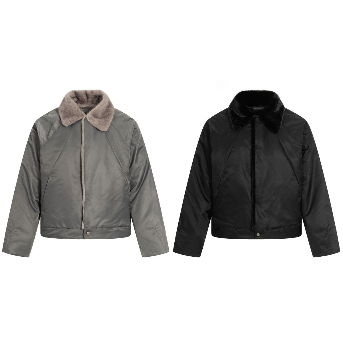 Women's Short Cut Quilted Blouson with Woven Fur Collar EVA-US
