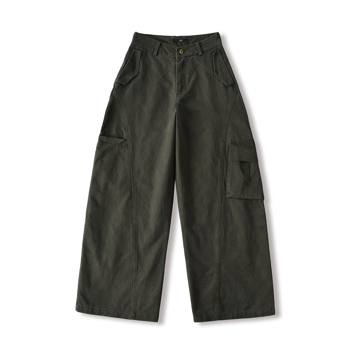 Women's Cropped Cargo Pants with High Waist, Wide Leg, and Flap Pockets EVA-US