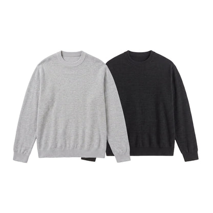 Men's Fine Round Neck Sweatshirt made of Terry Fleece with Ribbed Hem