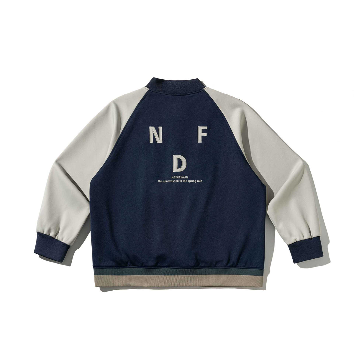 Unisex Short-cut College Bomber Jacket in Material Mix with Raglan Sleeves EVA-US