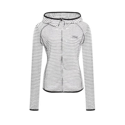 Women's Lightweight Hoodie Zip Jacket in Striped Look with Fitted Cut and Raglan Sleeves EVA-US