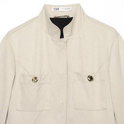 Women's Lightweight Field Jacket in Safari Style with Stand-Up Collar and Four Flap Pockets EVA-US