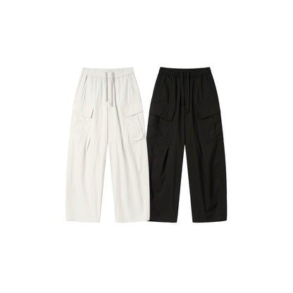 Women's Wide Cargo Culotte with Elasticated Drawstring Waist and Flap Pockets