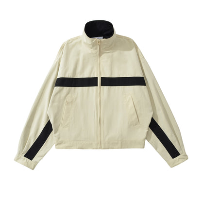 Women's Oversize Track Jacket with Stand-Up Collar, Full-Zip and Contrast Stripes EVA-US