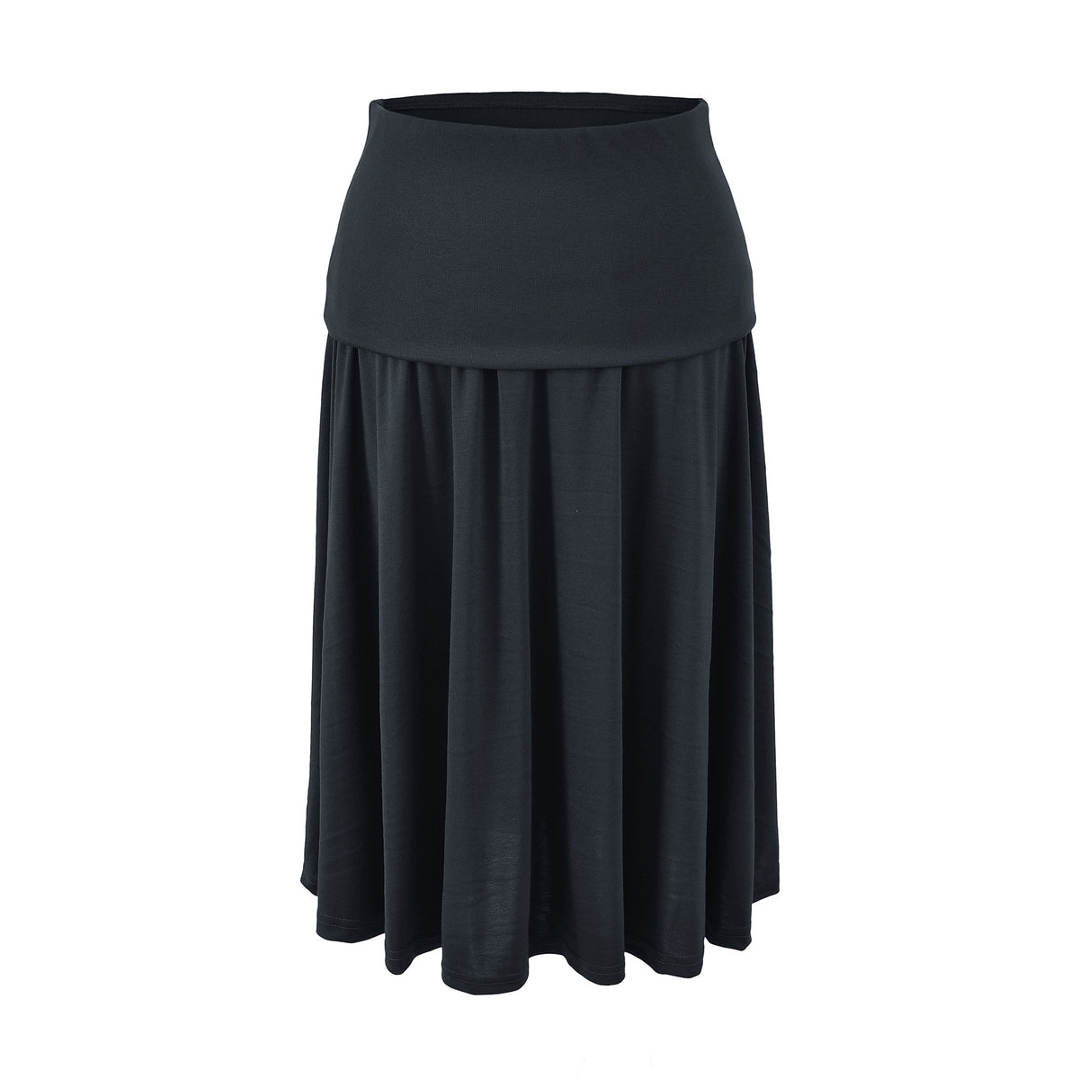 Women Long Jersey Maxi Skirt with Wide Hem and Gently Falling Pleats EVA-US