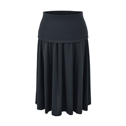 Women Long Jersey Maxi Skirt with Wide Hem and Gently Falling Pleats EVA-US