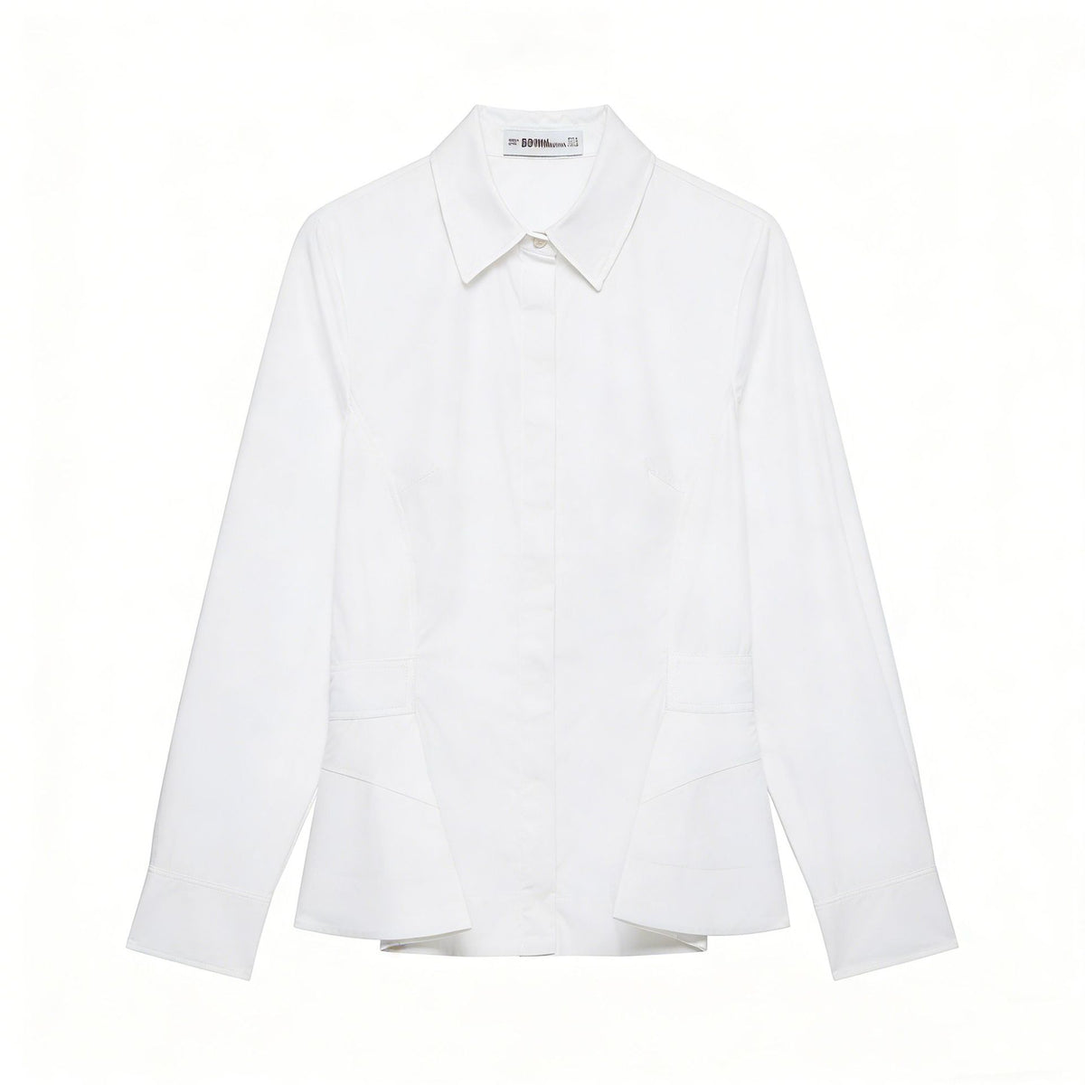 Women's Tailored Blouse Jacket with Peplum and Concealed Button Placket EVA-US