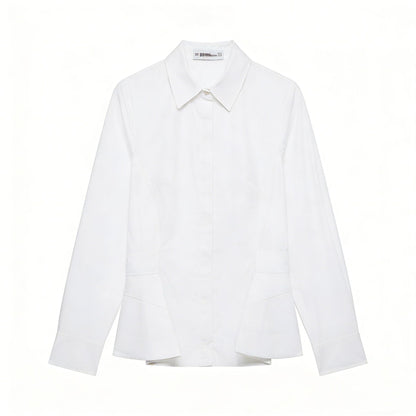 Women's Tailored Blouse Jacket with Peplum and Concealed Button Placket EVA-US