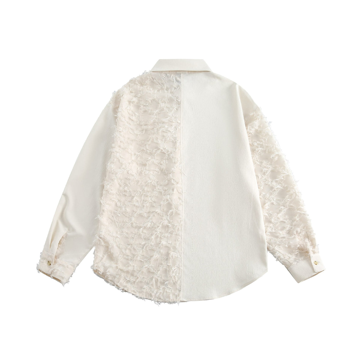 Ladies' blouse overshirt with fluffy fringe texture and Kent collar EVA-US