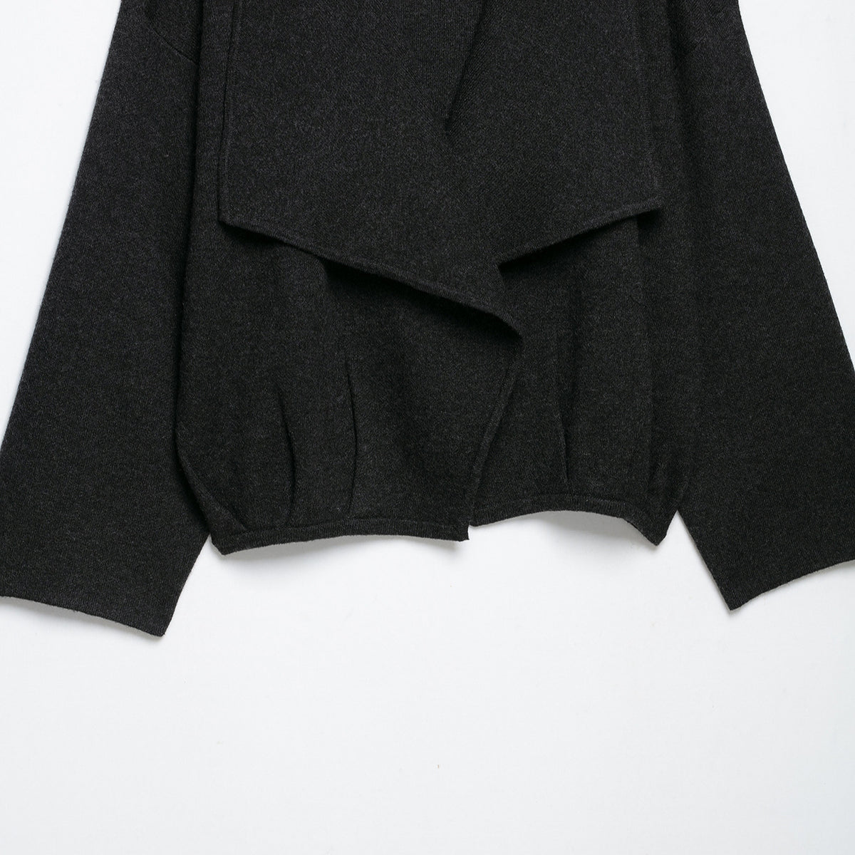 Women's short cut open wool blend cardigan with large shawl collar and boxy cropped silhouette EVA-US