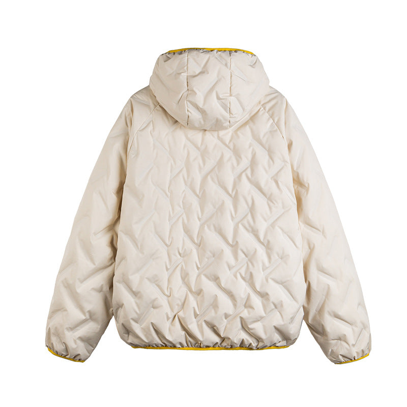 Unisex Padded Hoodie in Boxy Cut with Contrast Edges and Elastic Hem EVA-US