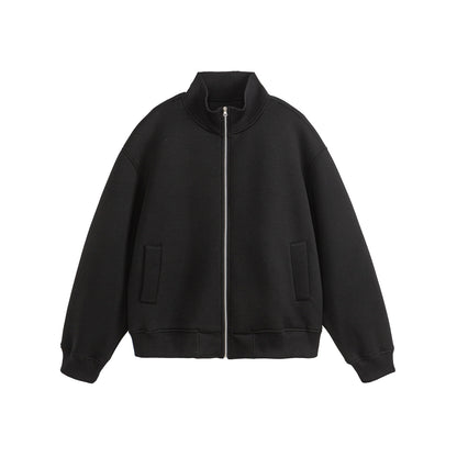 Unisex Boxy-Zip Sweat Jacket with Funnel Neck and Ribbed Cuffs EVA-US