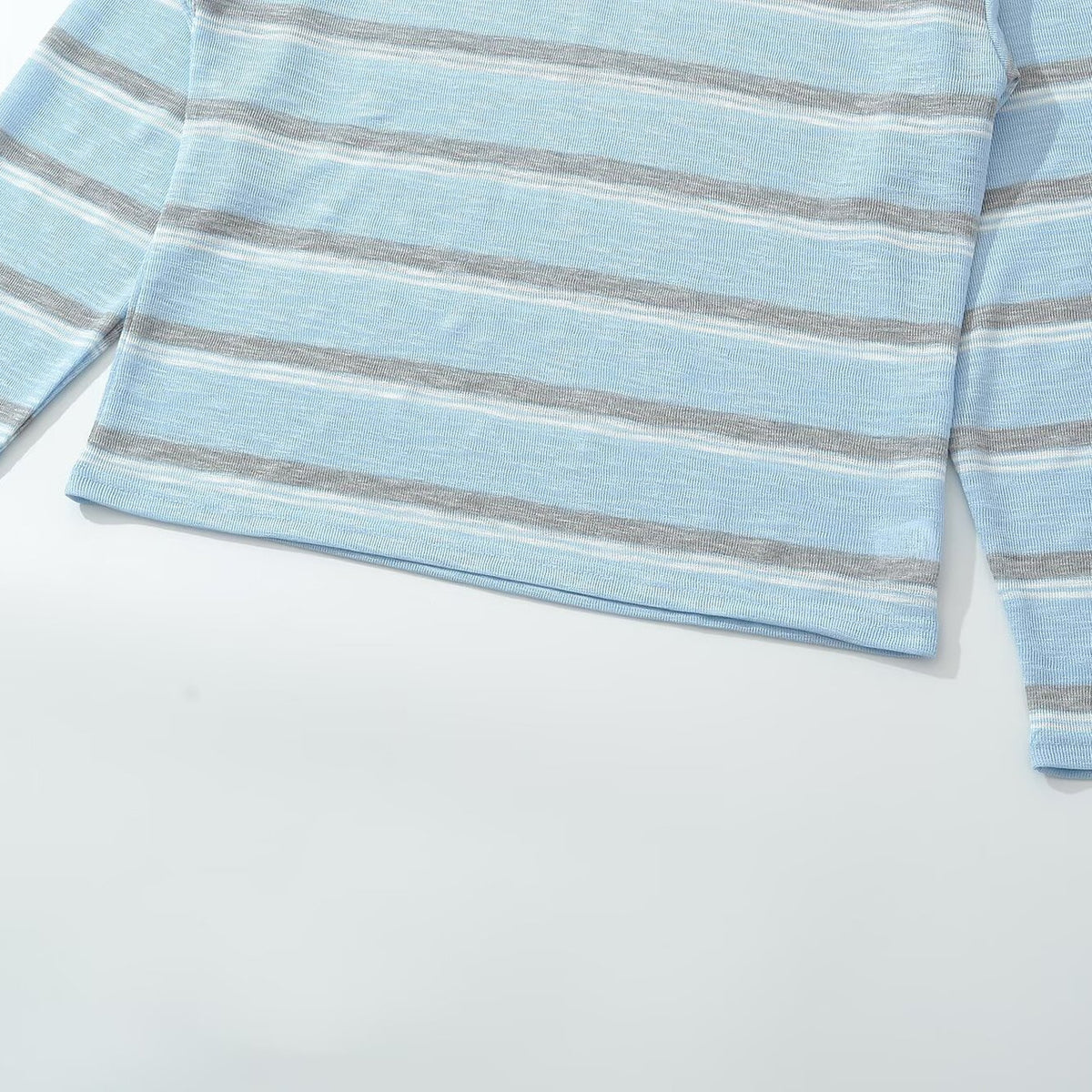 Men's knit polo shirt with open V-neck and fine stripe pattern EVA-US