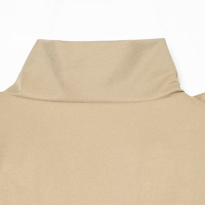 Women Short Cape Trench with High Funnel Collar and Waist Belt EVA-US