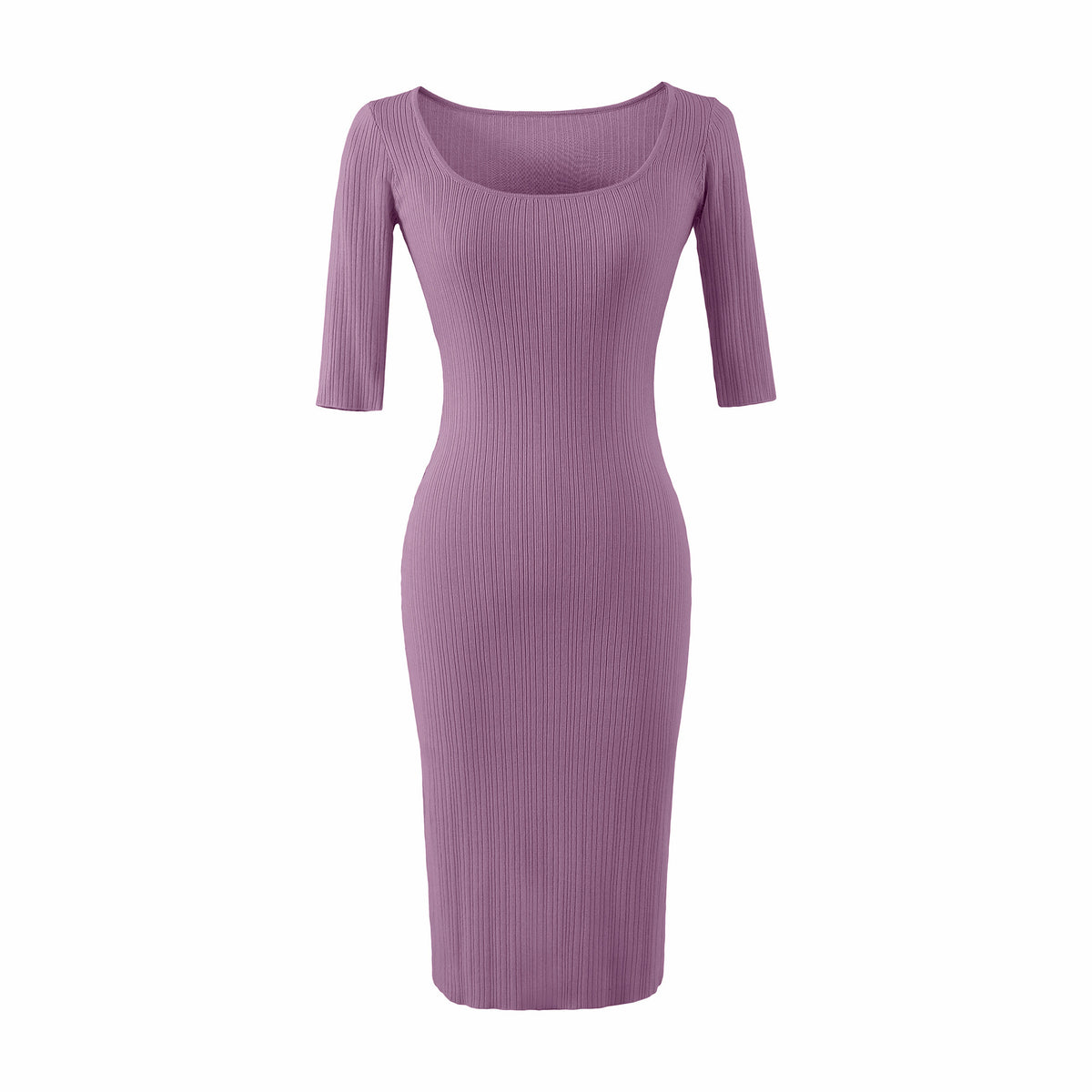 Women Figure-hugging ribbed Midi dress made of stretch knit EVA-US