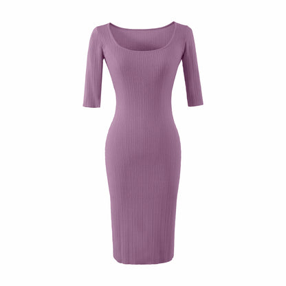 Women Figure-hugging ribbed Midi dress made of stretch knit EVA-US