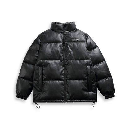 Unisex short-cut matte thermal puffer jacket with minimal seam construction and drawstring hem EVA-US