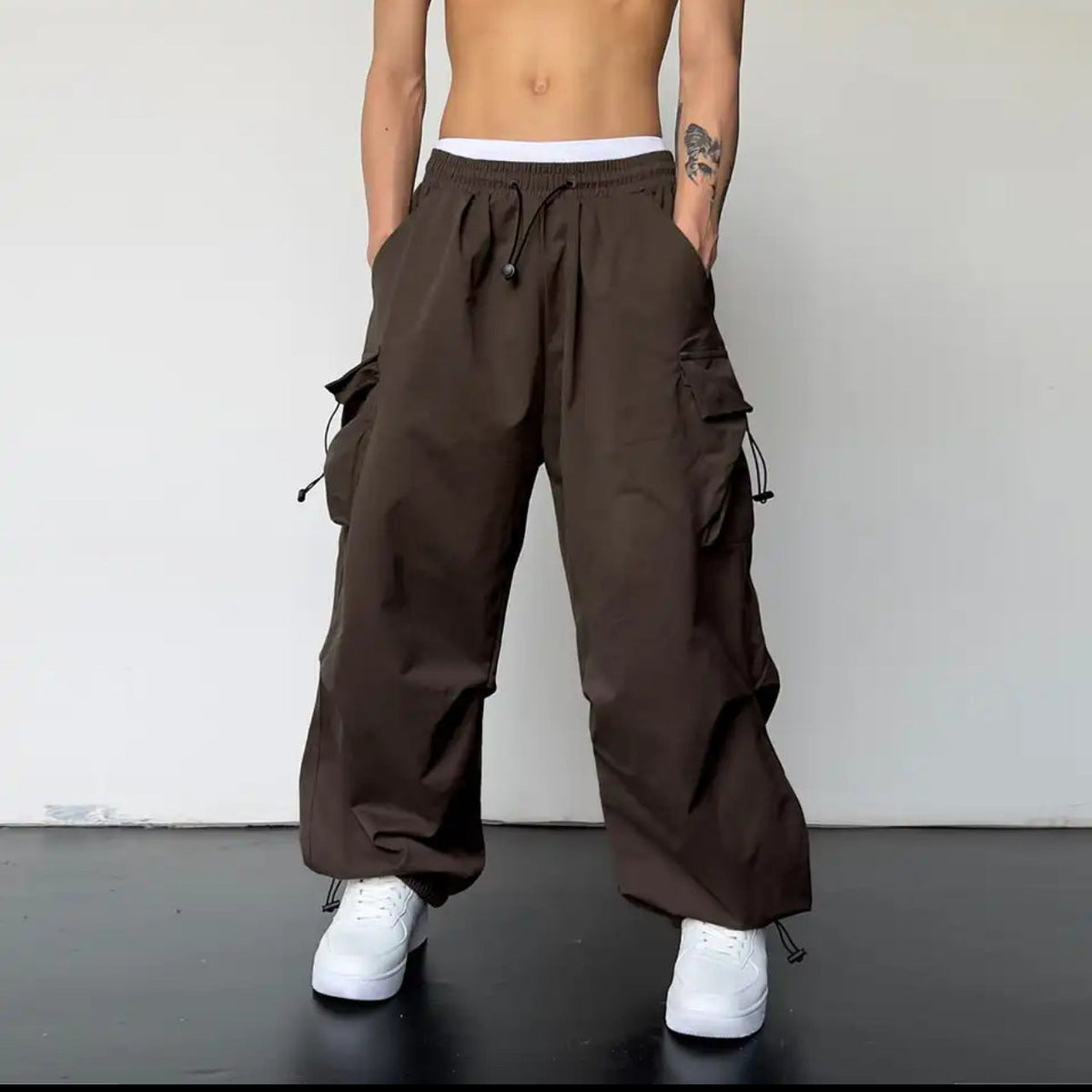 Men's Cargo Pants Wide Tunnel Drawstring