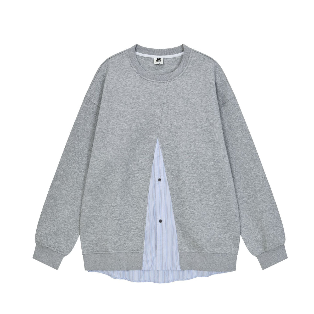 Women Casual Oversized Sweatshirt with Integrated Shirt Detail and Front Opening EVA-US
