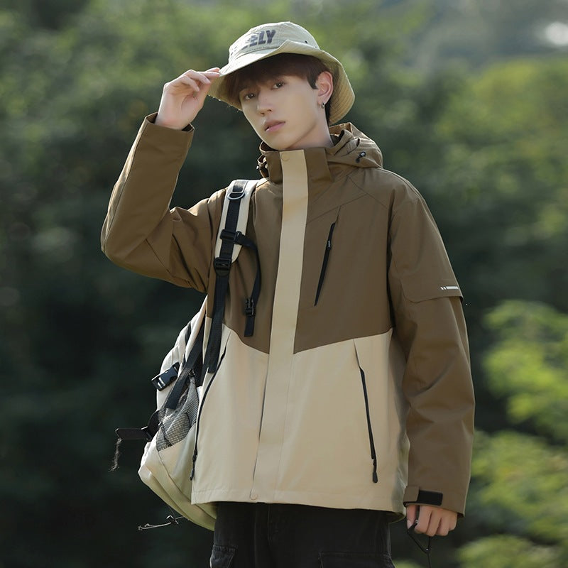 Men's Two-Tone Wind and Water-Repellent Softshell Jacket with Hood EVA-US