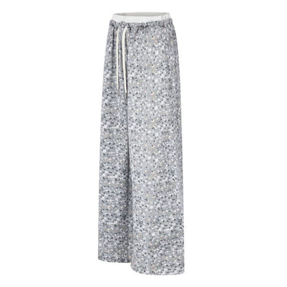 Ladies Palazzo Glitter Pants with Elastic Waistband and Drawstring EVA-US