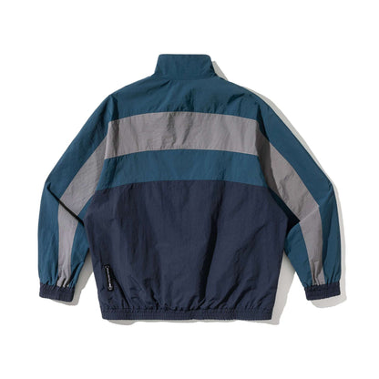 Unisex Lightweight Colorblock Windbreaker Jacket with Stand-up Collar and Elastic Cuffs EVA-US