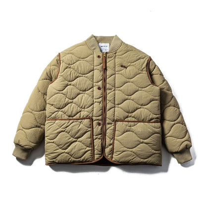 Men's Quilted Boxy Blouson with Wave Quilting and Leather Piping EVA-US