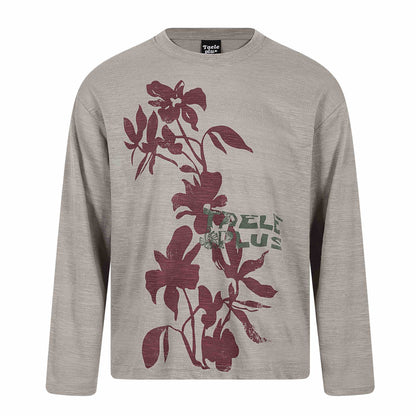 Unisex Oversized-Long Sleeve Shirt made of Slub Jersey with Floral Print EVA-US