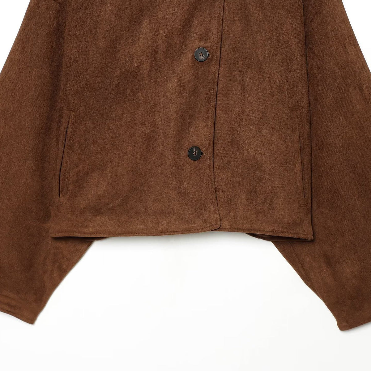 Women's Boxy Short Jacket in Suede Look with High Stand-up Collar EVA-US