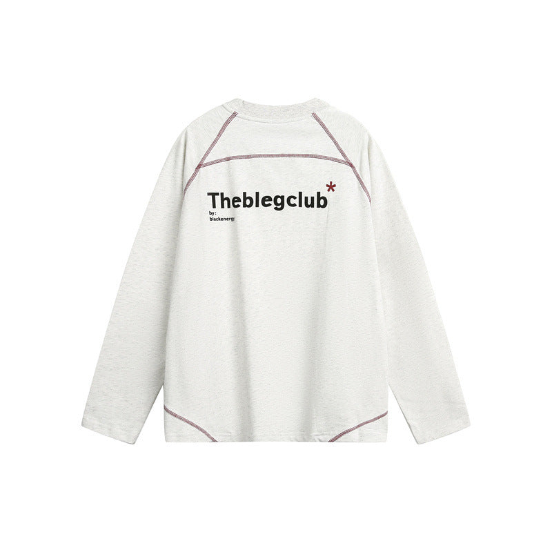 Unisex Relaxed-Fit Long Sleeve Shirt with Crew Neck, Contrasting Flatlock Seams and Soft Loopback Finish EVA-US