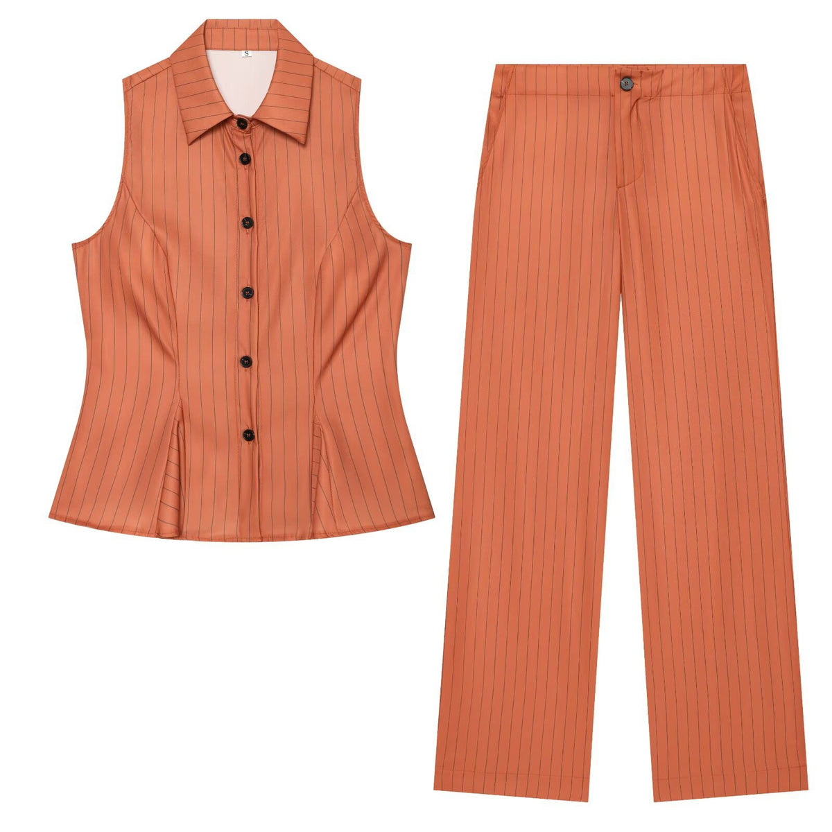 Women’s wide pinstripe pants with high waist and straight leg EVA-US