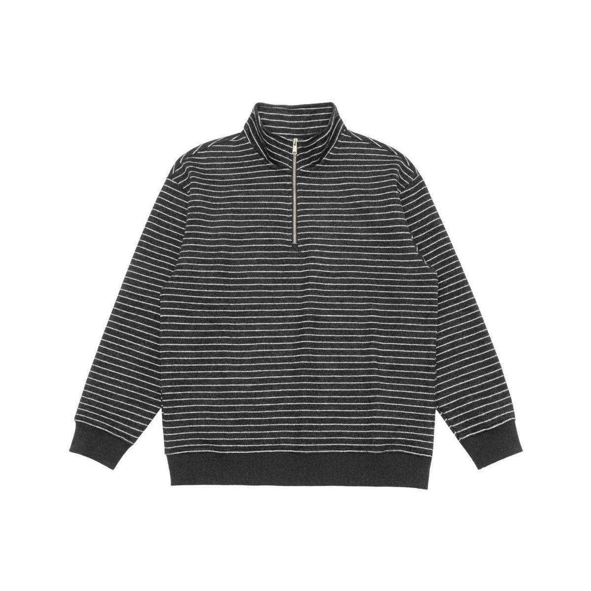 Men's fine knit half-zip sweater with stand-up collar and fine stripes EVA-US