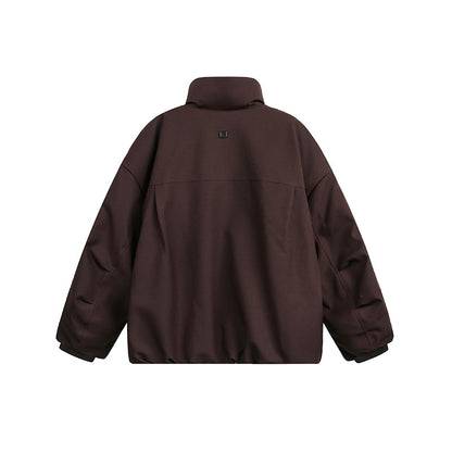 Unisex Wide Cut Utility Fleece Jacket with Stand-Up Collar and Multiple Zipper Pockets EVA-US